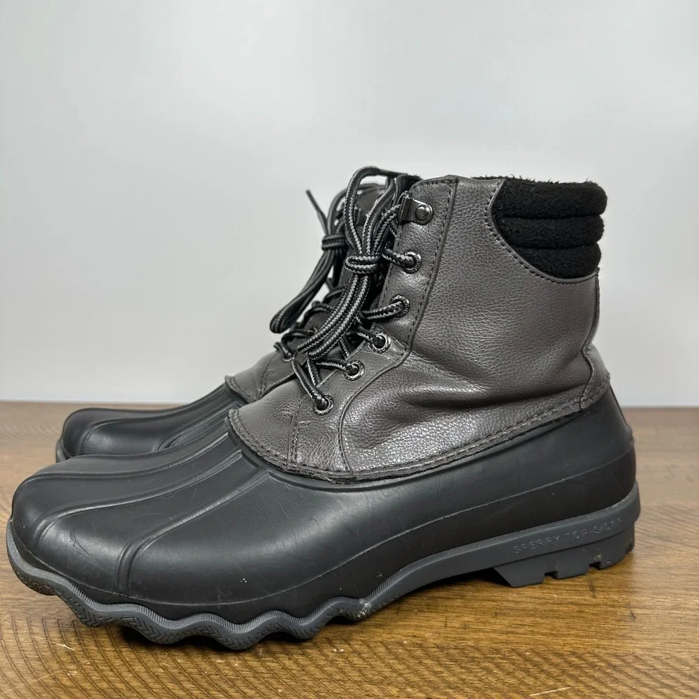 Sperry Boots Mens 8.5 Gray Avenue Duck Boot Thinsulate Waterproof Winter Hiking
